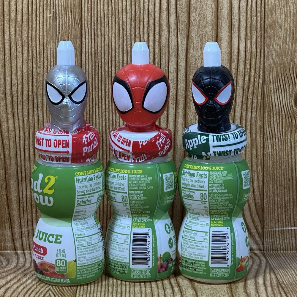Good To Grow Toppers Spider Man Silver Black Lot Of 3 Toppers And‎ Bottles New
